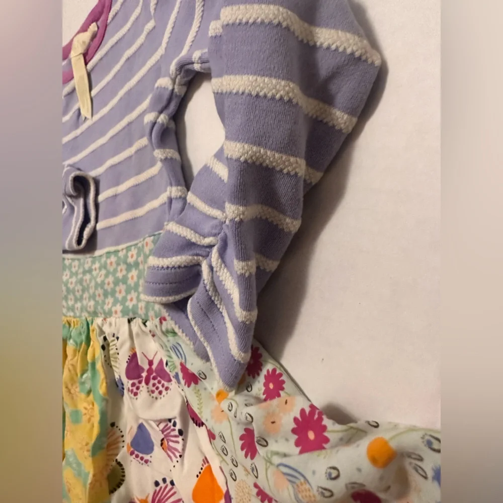 2T Matilda Jane Purple Stripe Long Sleeve Dress with Multi-Color Skirt